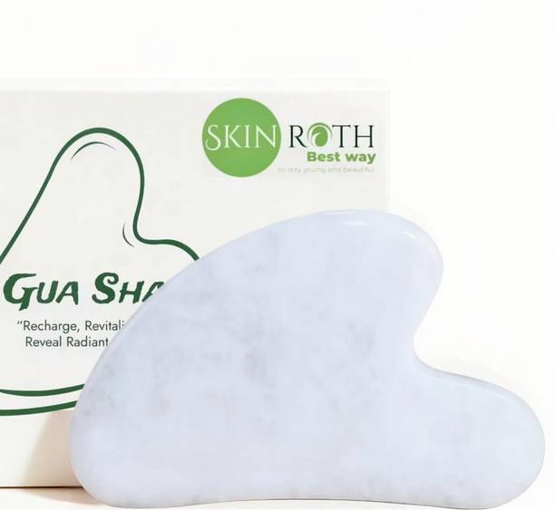 SKINROTH Cooling Effect, Relaxation & Skin Brightening Tool for Face, Neck Clear White Rose Quartz Gua Sha - Facial Massage Tool for Anti-Aging Massager
