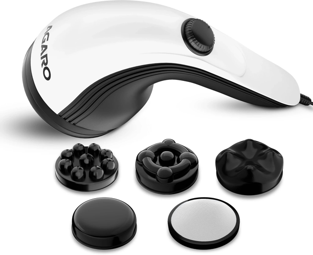 AGARO 34237 Atom Plus Electric Handheld Full Body Massager, 4 Massage Head, Variable Speed Massager
