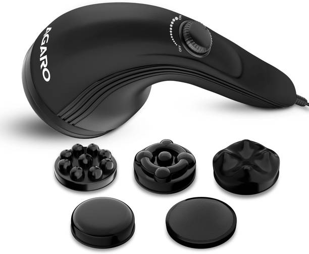 AGARO Atom Plus Electric Handheld Full Body Massager, 4 Massage Heads, Mesh Cover, Variable Speed Settings for Pain Relief and Relaxation, Back, Leg & Foot Massager