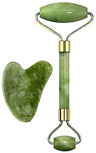 BCS TRADERS Face Massager For Women Men | 100% Natural Jade Stone Facial Roller Massage with Gua Sha Tool for Face Eye Neck Foot Massage | Skin care And Anti-Aging Therapy Roller Face Massager For Women Men | 100% Natural Jade Stone Facial Roller Massage with Gua Sha Tool for Face Eye Neck Foot Massage Massager (Green) Face Massager For Women Men | 100% Natural Jade Stone Facial Roller Massage with Gua Sha Tool for Face Eye Neck Foot Massage | Skin care And Anti-Aging Therapy Roller Face Massager For Women Men | 100% Natural Jade Stone Facial Roller Massage with Gua Sha Tool for Face Eye Neck Foot Massage Massager (Green) Massager