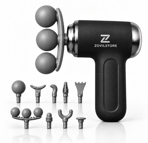 Zovilstore Triple Head Mini Muscle Massager – Portable Deep Tissue Massage Gun with 6 Speed Mode, 3200RPM & 9 head Attachments Massager
