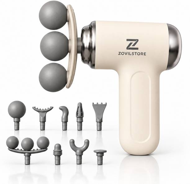Zovilstore Pro Mini Triple Head Massage Gun – Portable Percussion Muscle Massager with 6-Speed Settings, 3200RPM & 9 Attachments Massager