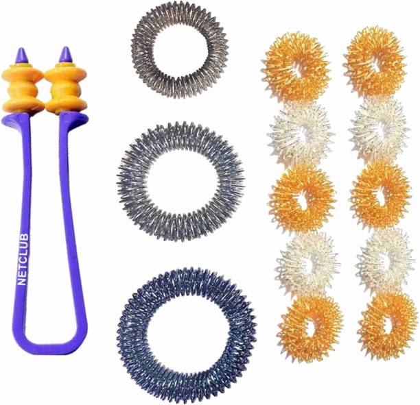 Navyamall Acupressure Kit Sujok Ring 1 Hand Ring, 1 Leg ring, 1 Jumbo Ring & 10 Finger Ring with finger massager For Acupressure Sujok Therapy body Massager