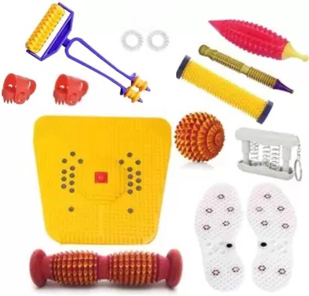 AcuHealth AH142 Acupressure with Foot Roller (Pyramidal cuts)(Wooden) + Bio - Magnetic Power Mat Massager