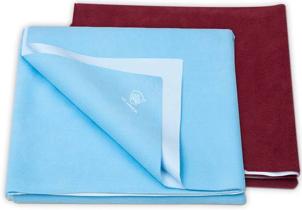 MY ARMOR Baby Dry Sheet/Mattress Protector Maroon & Sky Blue ( Pack of 2)