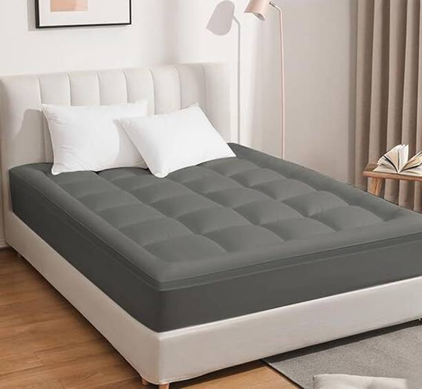 Manavlivings 2 inch (5.08 cm) Queen Size Microfibre Waterproof Mattress Topper