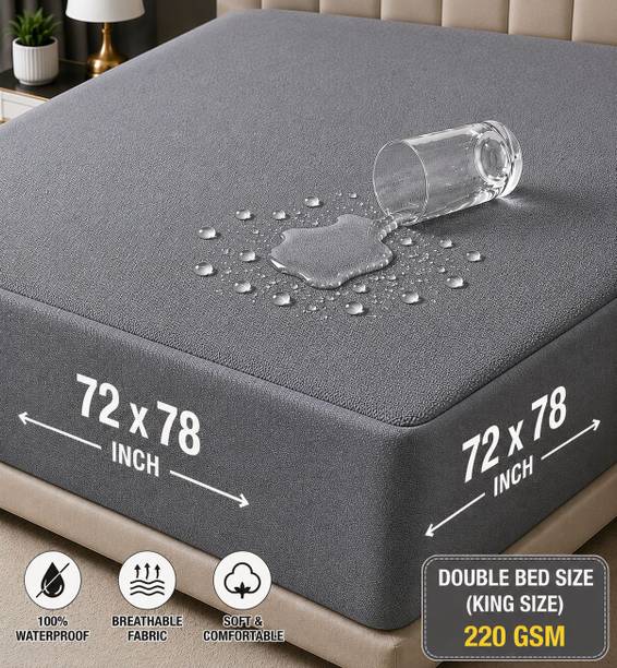 GURUSALES King Size Fitted Terry Cotton Waterproof Mattress Cover