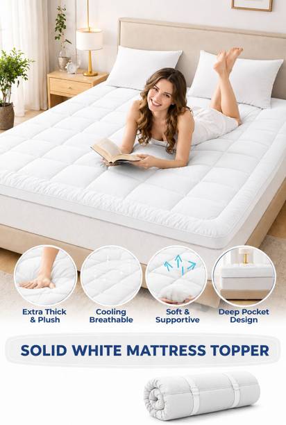 Texlux 2 inch (5.08 cm) King Size Poly Fiber Breathable Mattress Topper