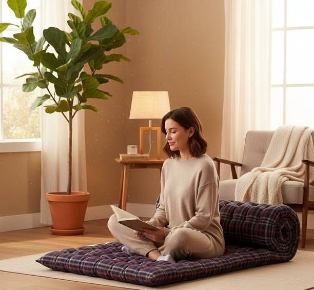 ZOYA HANDLOOM 3 inch (7.62 cm) Single Size Cotton Mattress Topper