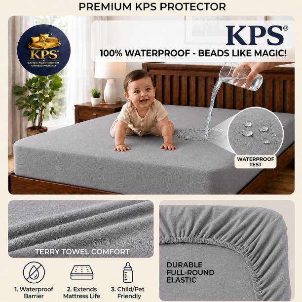 KPS King Size Elastic Strap Cotton Waterproof Mattress Cover