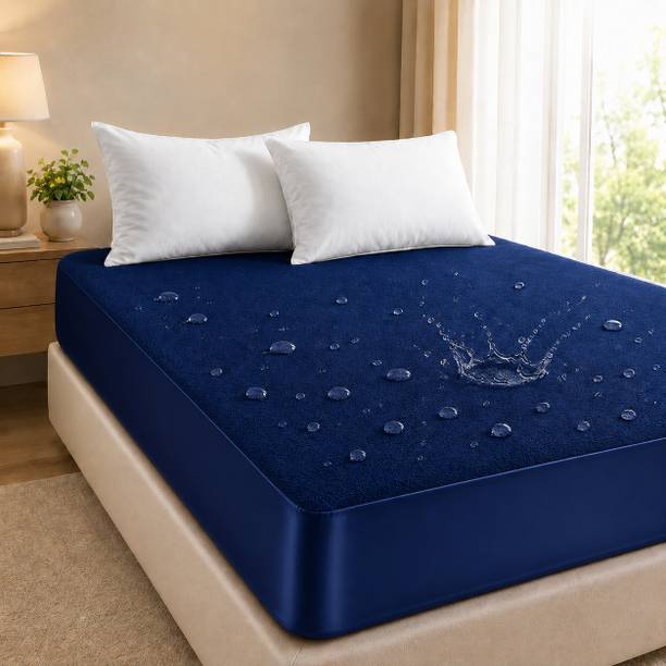 VAS COLLECTIONS Single Size Fitted Terry Cotton Waterproof Mattress Cover