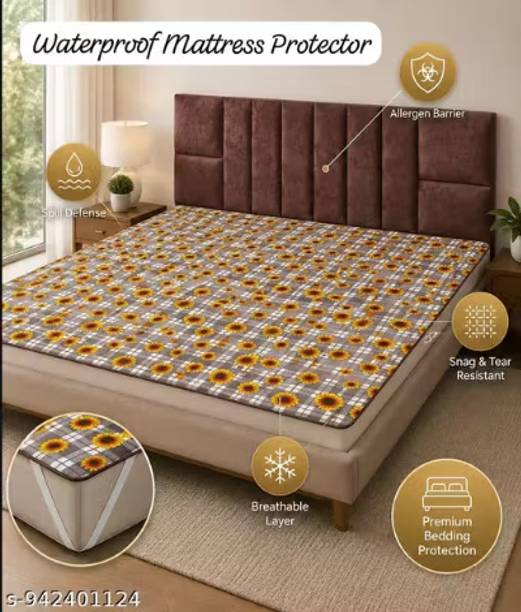 Nidox Double Size Elastic Strap Synthetic Waterproof, Breathable, Stretchable Mattress Cover