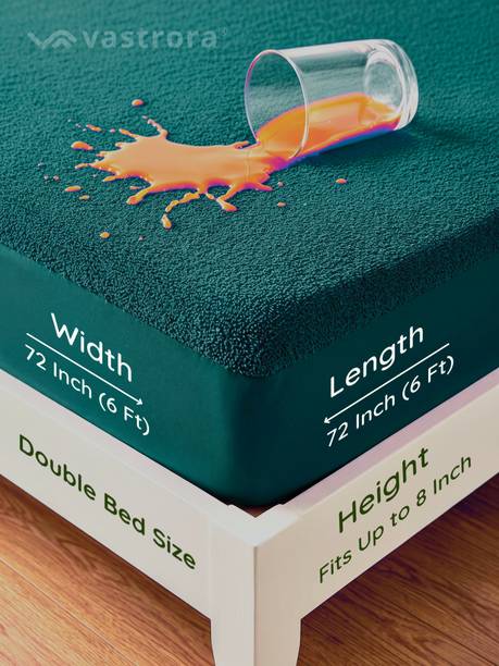 Vastrora Double Size Fitted Terry Cotton Waterproof, Breathable, Stretchable Mattress Cover