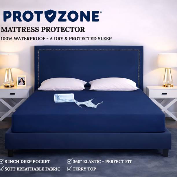 PROTOZONE Double Size Fitted Terry Cotton Waterproof, Breathable, Stretchable Mattress Cover