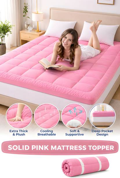 Texlux 2 inch (5.08 cm) King Size Poly Fiber Breathable, Stretchable, Waterproof Mattress Topper