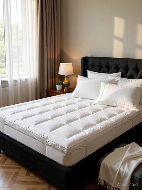 RRC 3 inch (7.62 cm) King Size Microfibre Breathable, Stretchable, Waterproof Mattress Topper