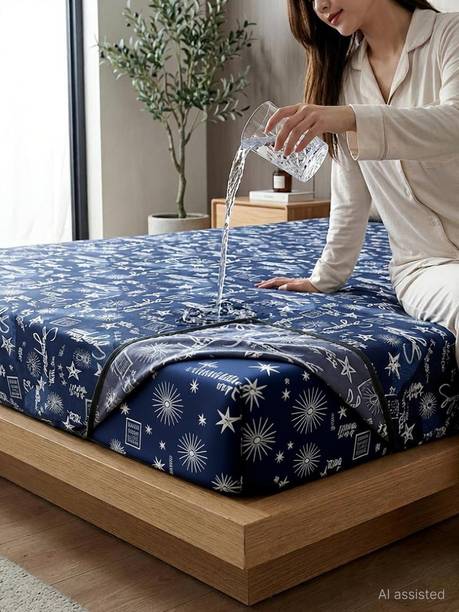 RELOOK INDUSTRIES Double Size Elastic Strap Polycotton Stretchable, Waterproof Mattress Cover