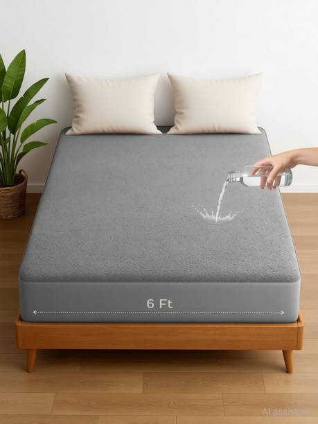 Vastrora Double Size Fitted Terry Cotton Breathable, Stretchable, Waterproof Mattress Cover