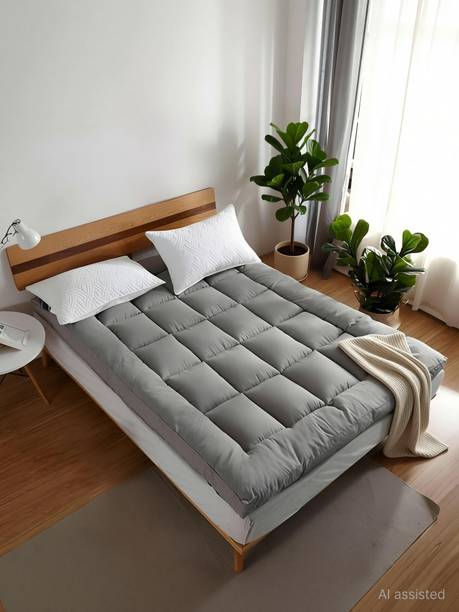 Jaipurlinen 2 inch (5.08 cm) Queen Size Poly Fiber Breathable, Stretchable, Waterproof Mattress Topper