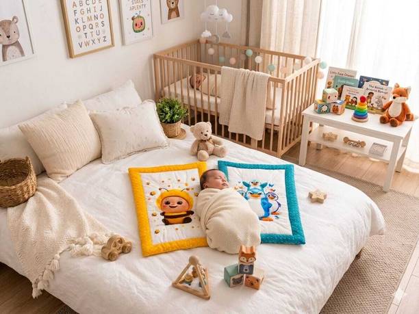 ZIGYORA KIDS Penguin Cartoon Cotton Baby Quilt Set