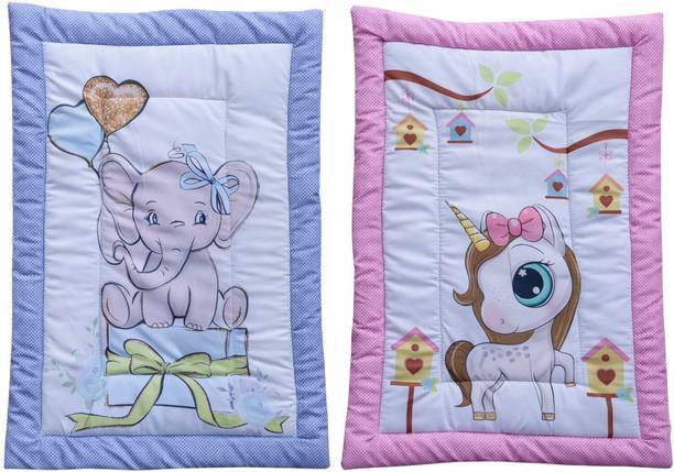 Glamica New Born Baby Bed Mattress, Godadi, Kids Crib Sheet| MultiColor | Pack of 2