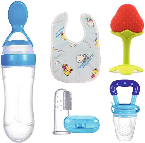 Nonababy Silicone Feeding & Teething Set| Soft BPA-Free Food & Fruit Feeder Pacifier  - Silicone, BPA Free