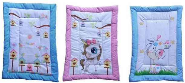 Glamica New Born Baby Bed Mattress, Godadi, Kids Crib Sheet| MultiColor | Pack of 3