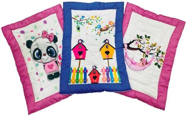 Vanray Fashion New Born Baby Supper Soft Fril Mattress( Pack Of 3)(Pink Panda,3-Ghar,Moon)