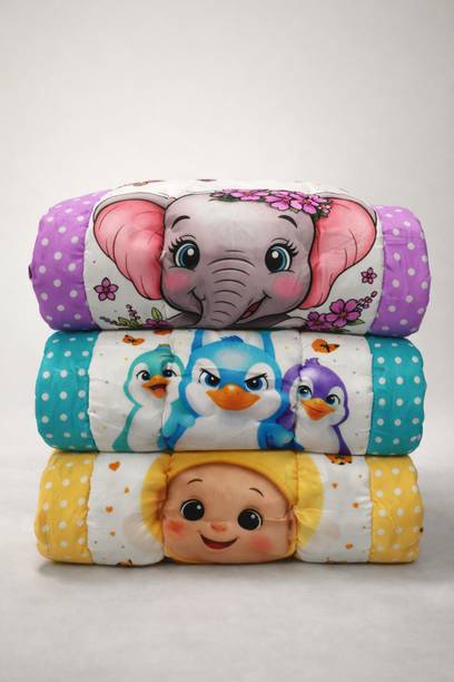 ZIGYORA KIDS CuddleNest Premium Baby Soft Comfort Quilt Pack of 3 – Cute Cartoon Animal Print