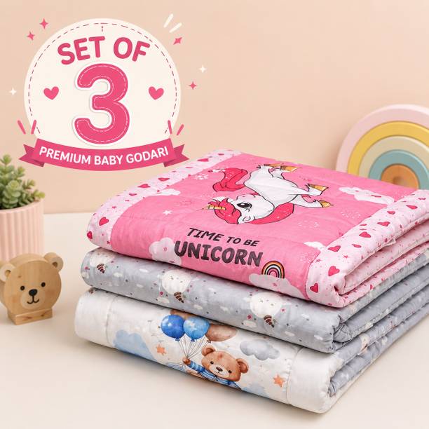 SHOPPOFOBIX Baby mattress, Cotton Bedding Set Pack of 3 | Soft Godari, Mattress & Crib Sheet