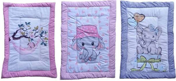 Glamica New Born Baby Bed Mattress, Godadi, Kids Crib Sheet,| MultiColor | Pack of 3