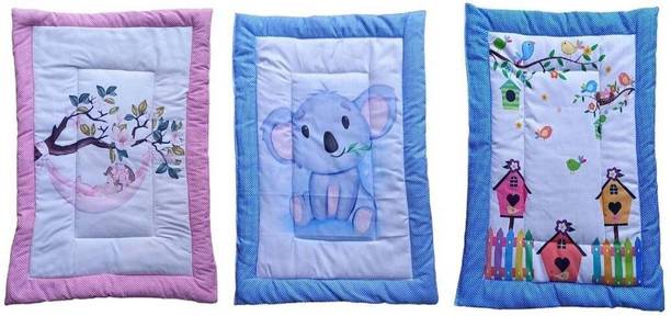 Glamica New Born Baby Bed Mattress, Godadi, Kids Crib Sheet| MultiColor | Pack of 3