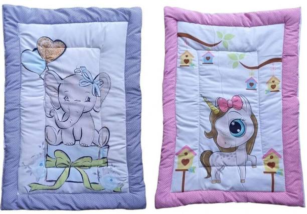 Glamica New Born Baby Bed Mattress, Godadi, Kids Crib Sheet| MultiColor | Pack of 2