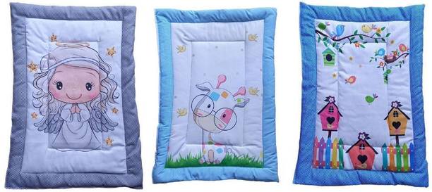 Glamica New Born Baby Bed Mattress, Godadi, Kids Crib Sheet| MultiColor | Pack of 3