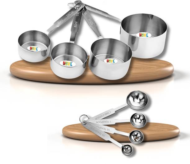 नसवल Measuring Cups & Spoon for Dry / Liquid/Kitchen Cooking (4 Cups &4 Spoons) मेजरिंग कप सेट