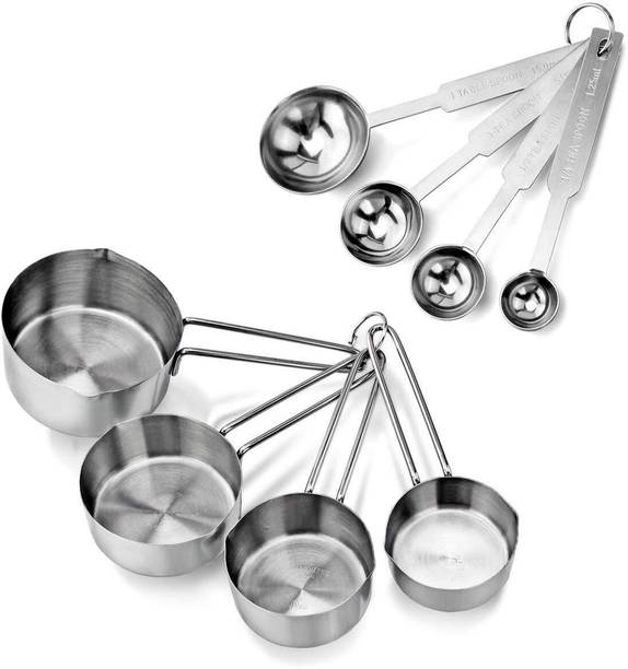 पैराज Stainless Steel Measuring Cups & Spoon Combo for Dry or Liquid/Kitchen Gadgets मेजरिंग कप सेट