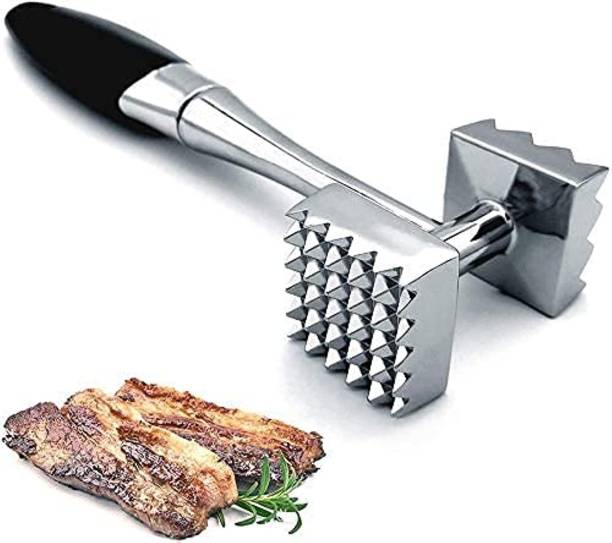 Kienlix Meat Pounder with Rubber Comfort Grip Handle, 8.8 inches Meat Tenderizer Tool Aluminium Hammer Meat Tenderizer
