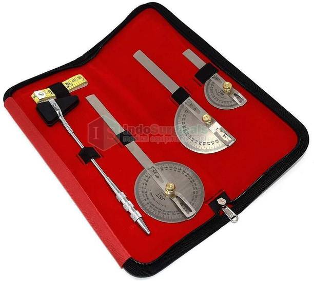 IS IndoSurgicals Goniometer with Knee Hammer and Measuring Tape Set of 3 Medical Equipment Combo