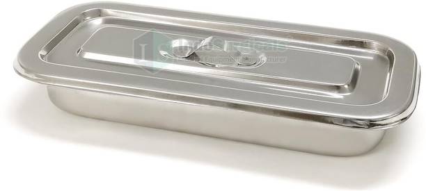 IS IndoSurgicals Stainless Steel Instrument Tray with Cover, Deluxe Quality Reusable Medical Tray