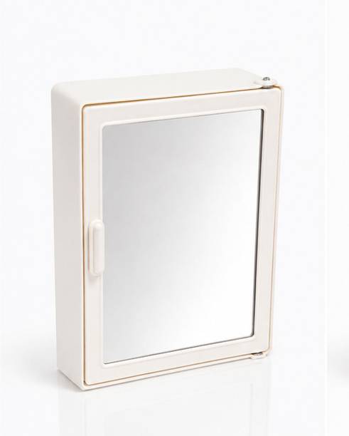 RAJ PLASTICS Perfect Mirror Cabinet | 10X14 Inch | Wall Hanging | ABS Plastic | IVORY | Surface Mounting Medicine Cabinet