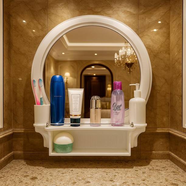 PARASNATH Prime Beautiful Decor Designer Plastic Bathroom Cabinet Mirror Fully Recessed Medicine Cabinet