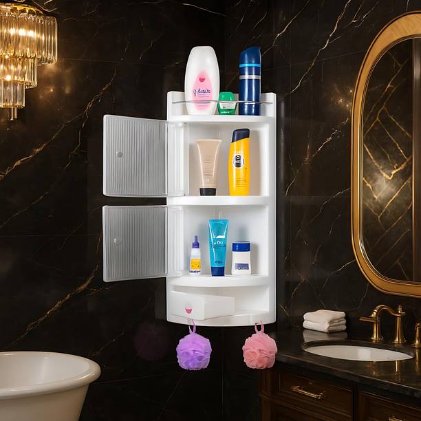PARASNATH Big Crystal Corner Cabinet Shelf Semi-recessed Medicine Cabinet