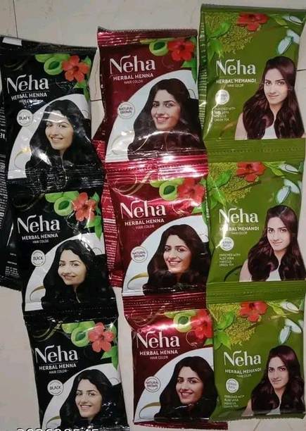 Neha Herbals Black and herbal and red powder pack of 15pcs Natural Mehendi