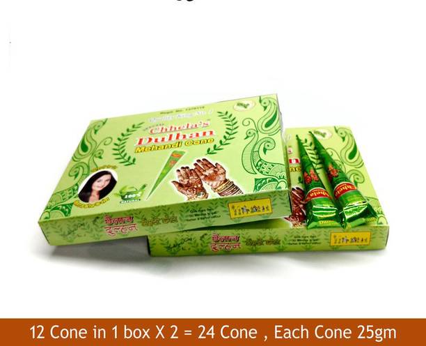 Chhelas DULHAN Mehendi 100% Pure Natural, No Chemical 24 Pieces in two packet Natural Mehendi