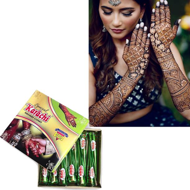 MOSKLIN KARACHI GREEN MEHENDI FOR DASHING & STYLISH HANDS & LEGS (GREEN) PACK OF - 1 Natural Mehendi