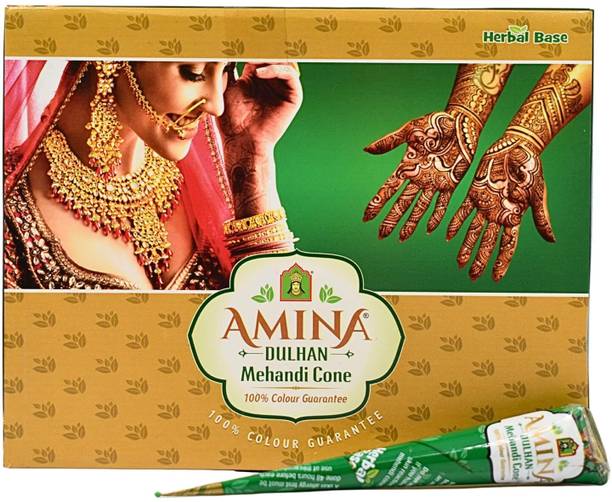 Amina Green Instant Mehendi Cone | Tattoo Mehndi | Dulhan Mehendi Cone | Outline Natural Mehendi