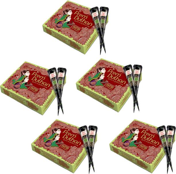 MOSKLIN Prem Dulhan Mehendi Cone Pure Leaf of Natural Henna No Chemicals Pack of - 5 Natural Mehendi