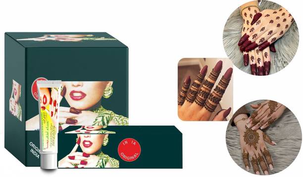 Veena Dark Red Henna Mehendi Tubes (24 pieces In Each Box) Synthetic Mehendi