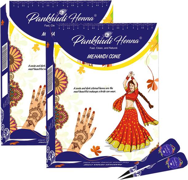 Pankhudi Henna Natural Henna Cone For Designing Reddish Brown Color 2 Box (24 Cone) Natural Mehendi