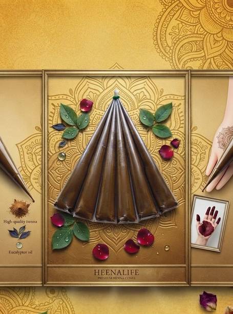 FLLEK Henna Mehndi cone F2 Ready to Use for Hand Designing, Cone Bridal Mehndi Cones Natural Mehendi